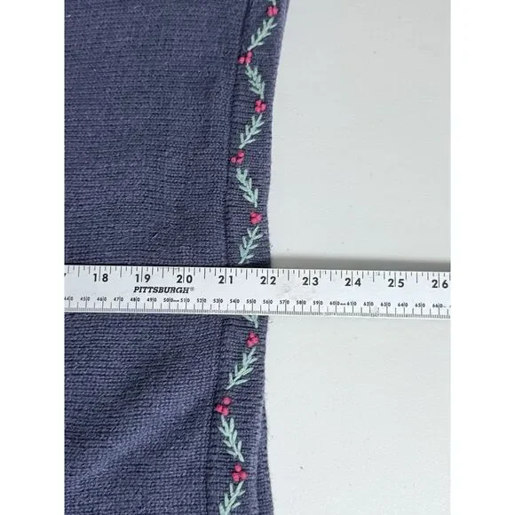 VTG Northern Treasures Womens M Navy Blue Button-Up Cardigan Holiday Sweater - Picture 7 of 7